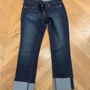 Dark Blue Women's Jeans stretch cuffed fall distressed football school